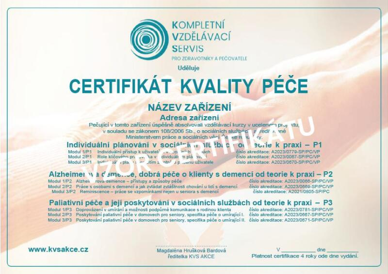 Cerifikát kvality péče
